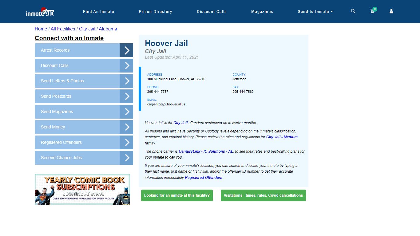 Hoover Jail | Inmate Locator