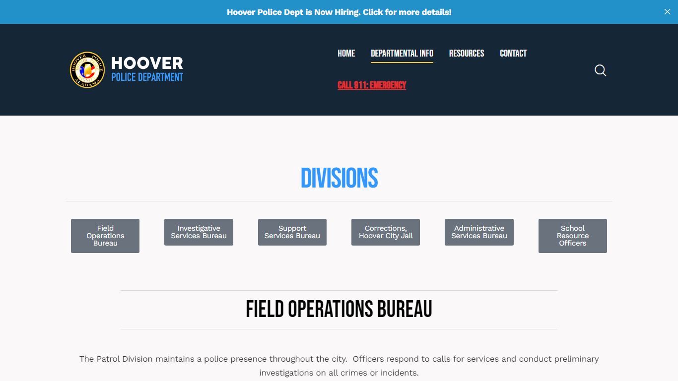 Divisions - Hoover Police Department